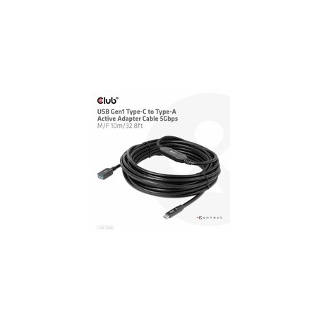 Club 3D CAC-1538 USB-C Gen 1 aktiv forlængerkabel 10m Sort